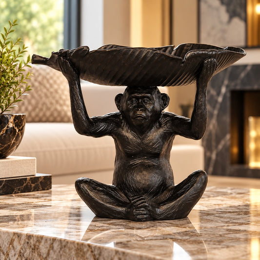 Monkey with Tray Ornament - Black - Black - Ornament