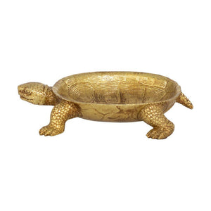 Metallic Tortoise Tray Ornament Leather Gallery Gold 23.5 x 5 x 17.5 
