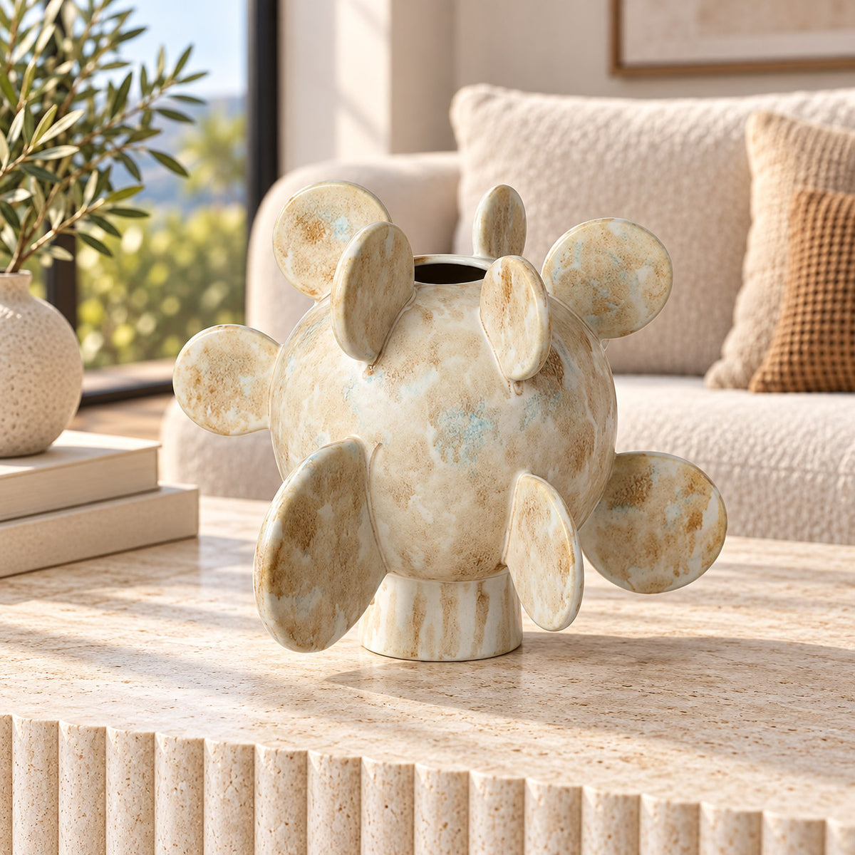 Nopalis Ceramic Vase - Alabaster