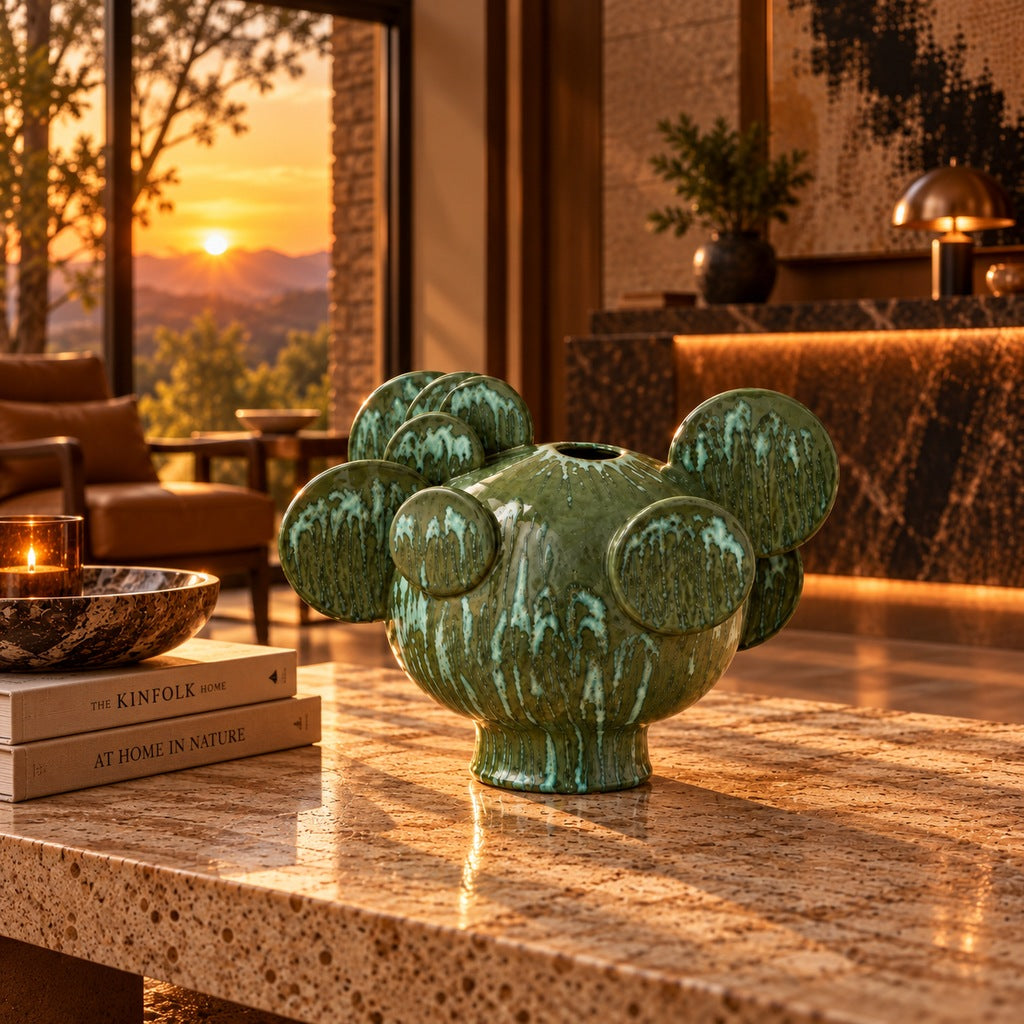 Stattera | Nopalis Ceramic Vase - Mineral Green | Decor