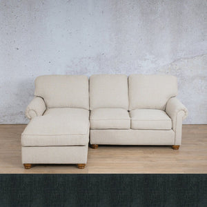 Salisbury Fabric Sofa Chaise Sectional - LHF Fabric Corner Suite Leather Gallery Onyx Bottle Green 
