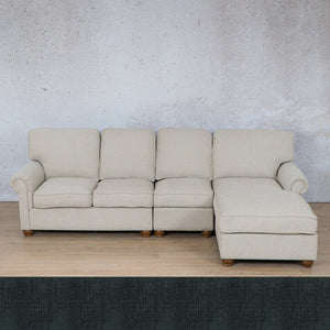 Salisbury Fabric Sofa Chaise Modular Sectional - RHF Fabric Corner Suite Leather Gallery Onyx Bottle Green 