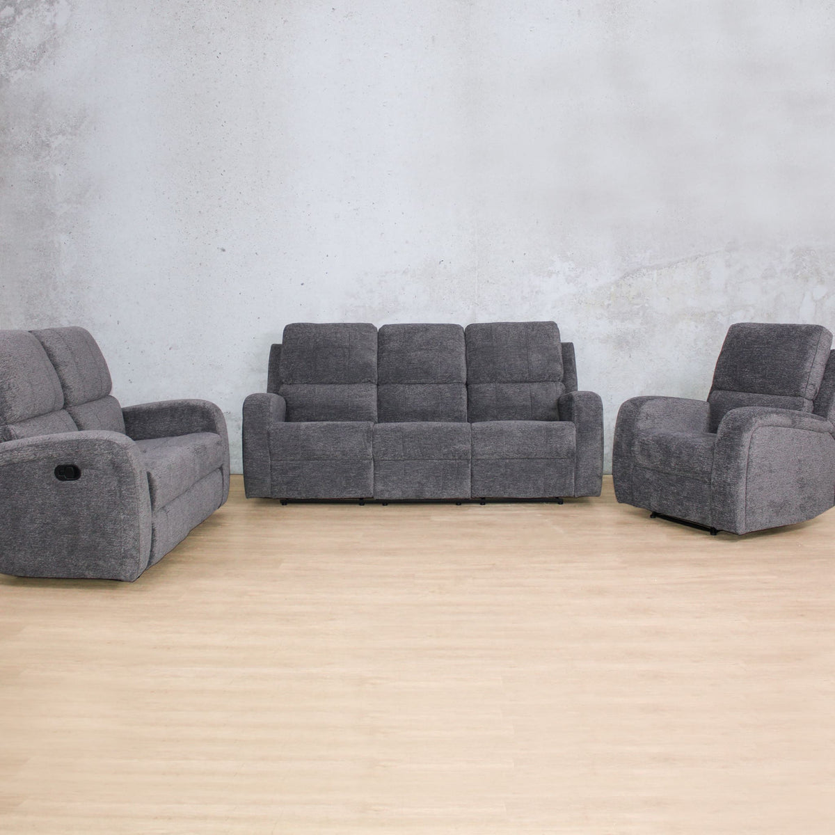 Orlando suite- Leather Gallery - Fabric Recliner - Mountain Grey