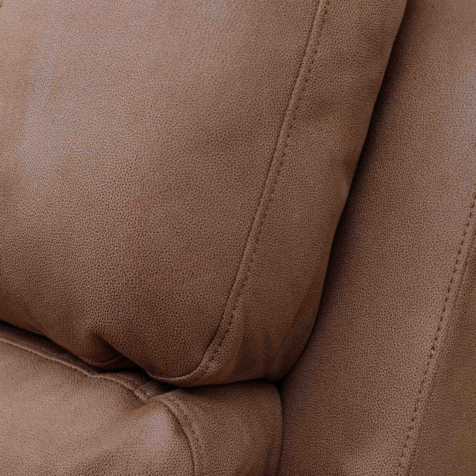 Close-up of the Leather Gallery Orlando 1 Seater Fabric Recliner in Desert Sand, showing the textured fabric cushion, visible stitching, and grain detail.