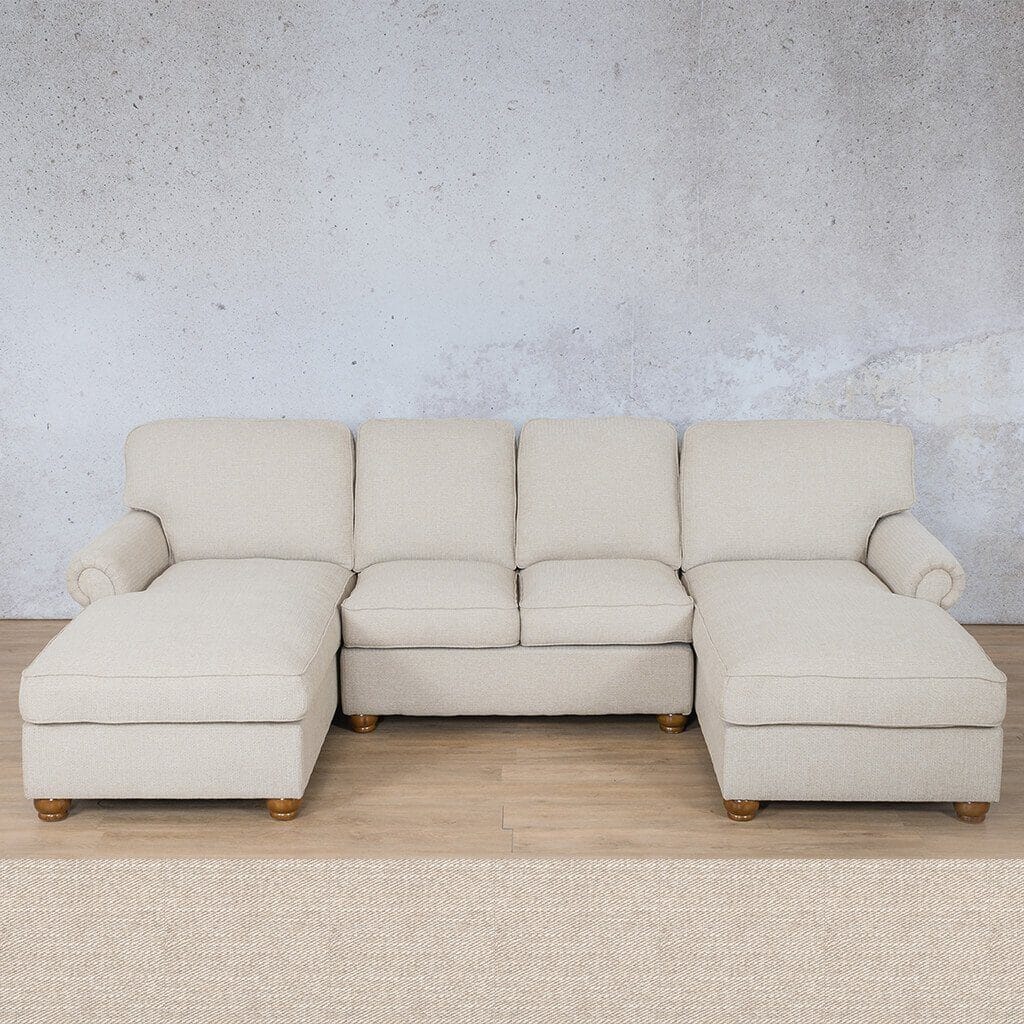 Salisbury Fabric Sofa U-Chaise Sectional Fabric Corner Suite Leather Gallery Oyster 