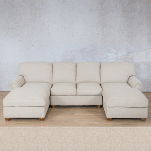 Salisbury Fabric Sofa U-Chaise Sectional Fabric Corner Suite Leather Gallery Oyster 