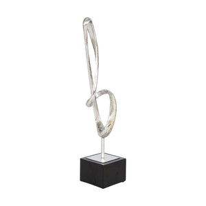 Pascal Ribbon Sculpture Ornament Leather Gallery Silver 16 x 14 x 67cm 