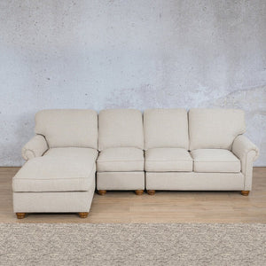 Salisbury Fabric Sofa Chaise Modular Sectional - LHF Fabric Corner Suite Leather Gallery Pebble 