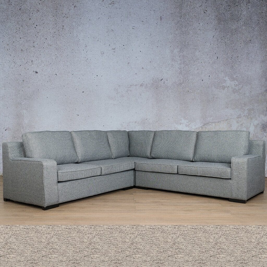 Rome Fabric L-Sectional 5 Seater Fabric Corner Suite Leather Gallery Pebble 