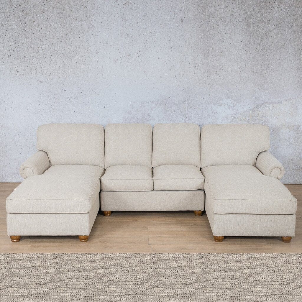 Salisbury Fabric Sofa U-Chaise Sectional Fabric Corner Suite Leather Gallery Pebble 