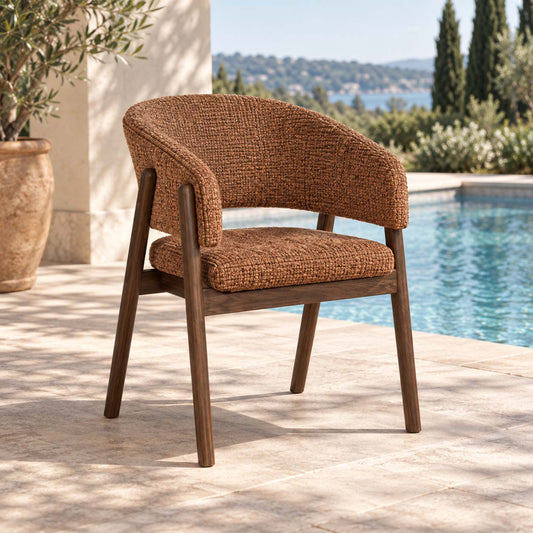 Petra Chair – Walnut Frame – Burnt Sienna