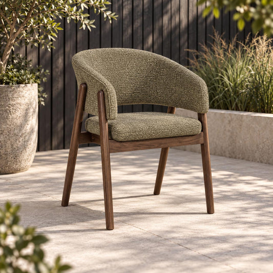 Petra Chair – Walnut Frame – Forest Green