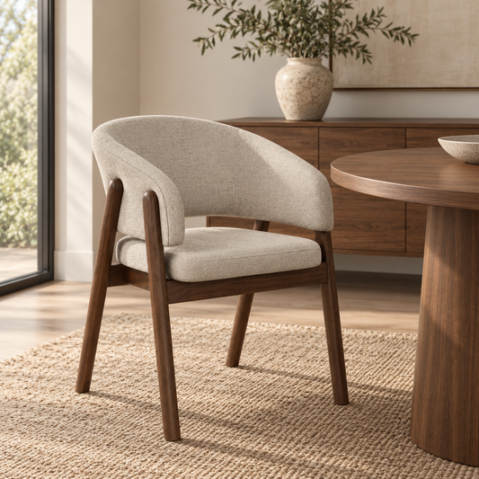 Petra Chair – Walnut Frame – Golden Pearl
