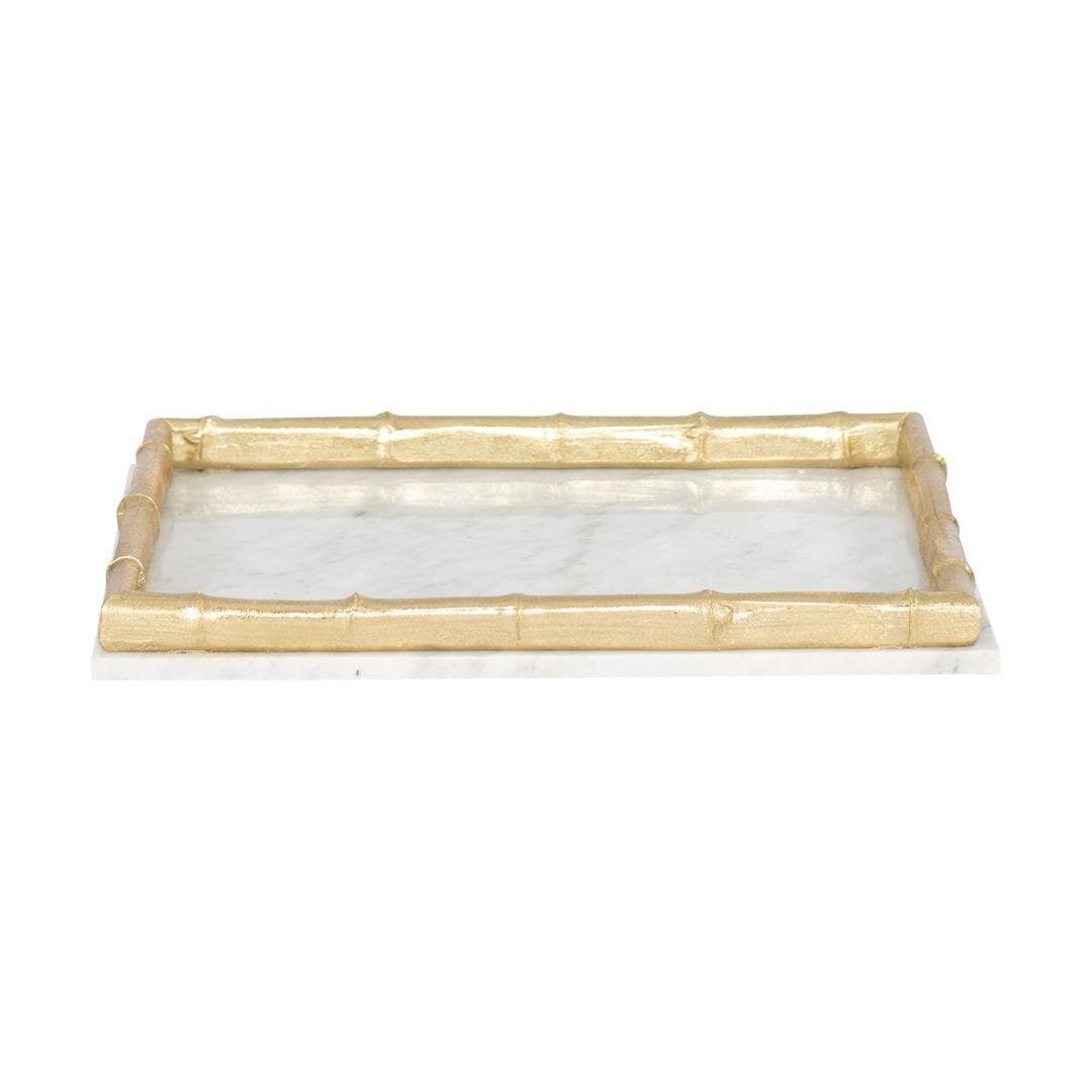 Pinto Bamboo Marble Tray Ornament Leather Gallery Gold 9 x 9 x 32cm 