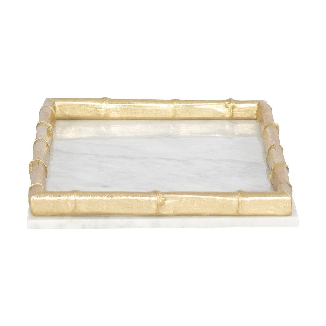 Pinto Bamboo Marble Tray Ornament Leather Gallery Gold 9 x 9 x 32cm 