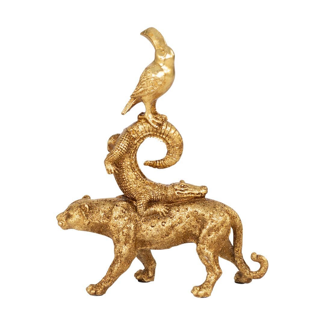 Polyresin Animal Kingdom Ornament II Ornament Leather Gallery Gold 31 x 9.5 x 39cm 