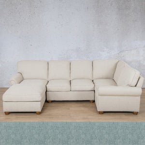 Salisbury Fabric U-Sofa Chaise Sectional - LHF Fabric Corner Suite Leather Gallery Quail Shell 
