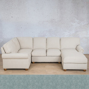 Salisbury Fabric U-Sofa Chaise Sectional - RHF Fabric Corner Suite Leather Gallery Quail Shell 
