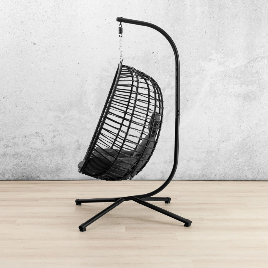 Quinn Hanging Chair - Dark Grey, front view | hanging chairs, hanging chairs for sale, outdoor chairs, egg chair, outdoor furniture