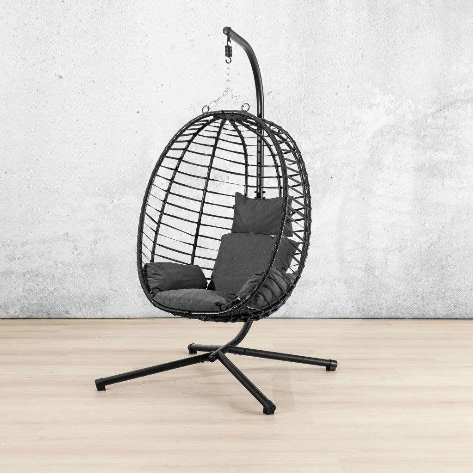 Quinn Hanging Chair - Dark Grey, front view | hanging chairs, hanging chairs for sale, outdoor chairs, egg chair, outdoor furniture