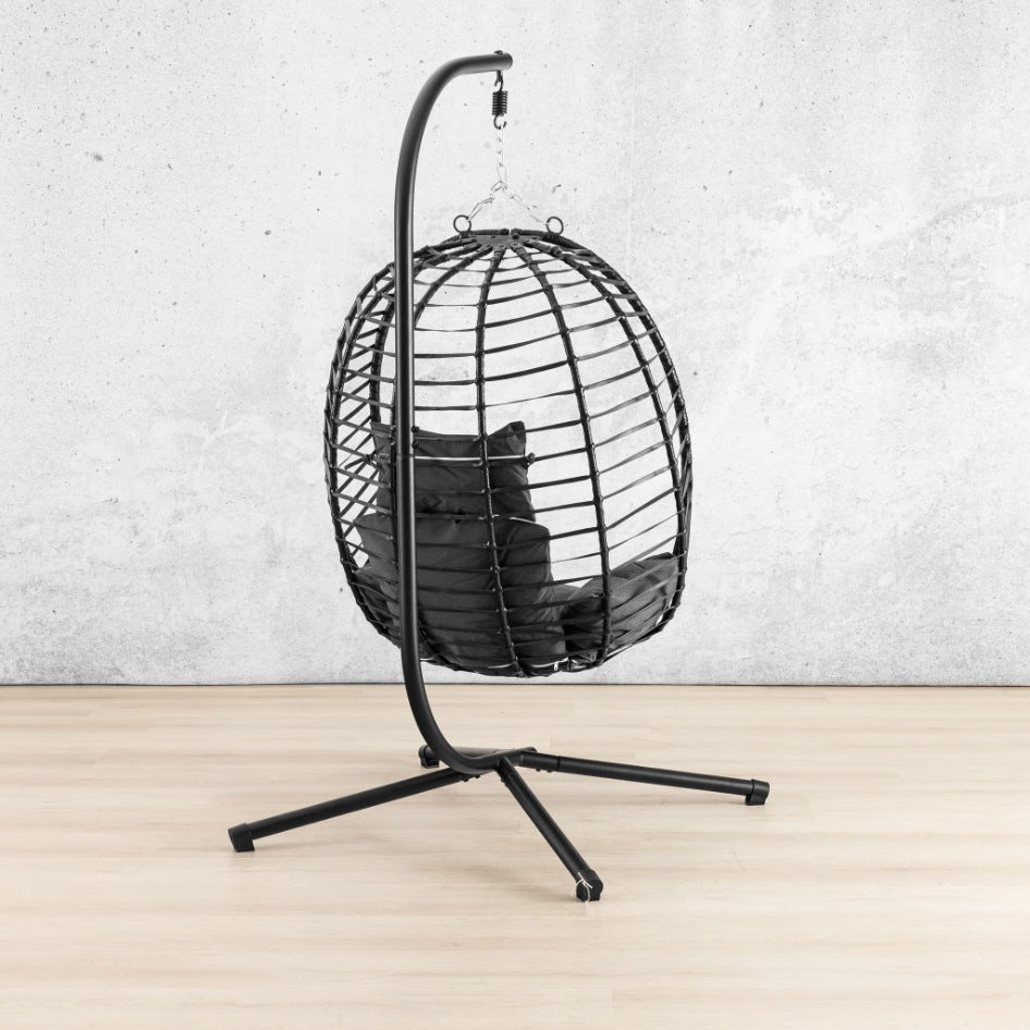 Quinn Hanging Chair - Dark Grey, front view | hanging chairs, hanging chairs for sale, outdoor chairs, egg chair, outdoor furniture