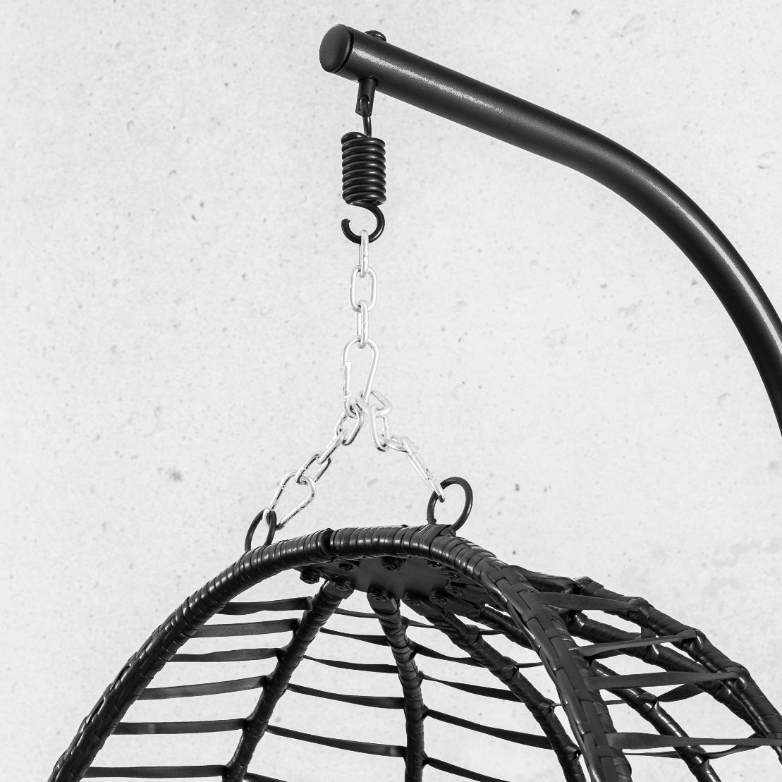 Quinn Hanging Chair - Dark Grey, front view | hanging chairs, hanging chairs for sale, outdoor chairs, egg chair, outdoor furniture