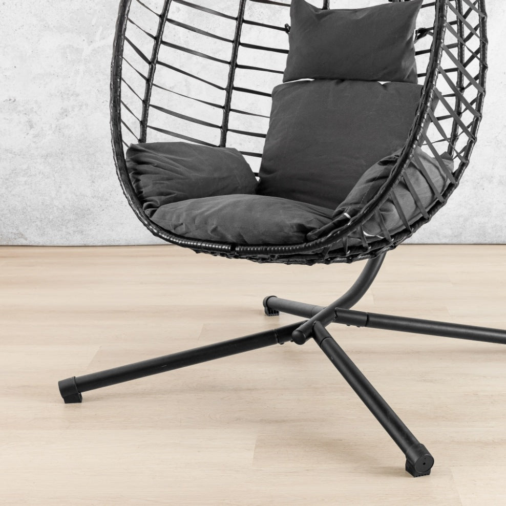 Quinn Hanging Chair - Dark Grey, front view | hanging chairs, hanging chairs for sale, outdoor chairs, egg chair, outdoor furniture