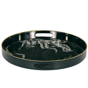 Quinn Round Tray Black & White - Large Trays Leather Gallery 