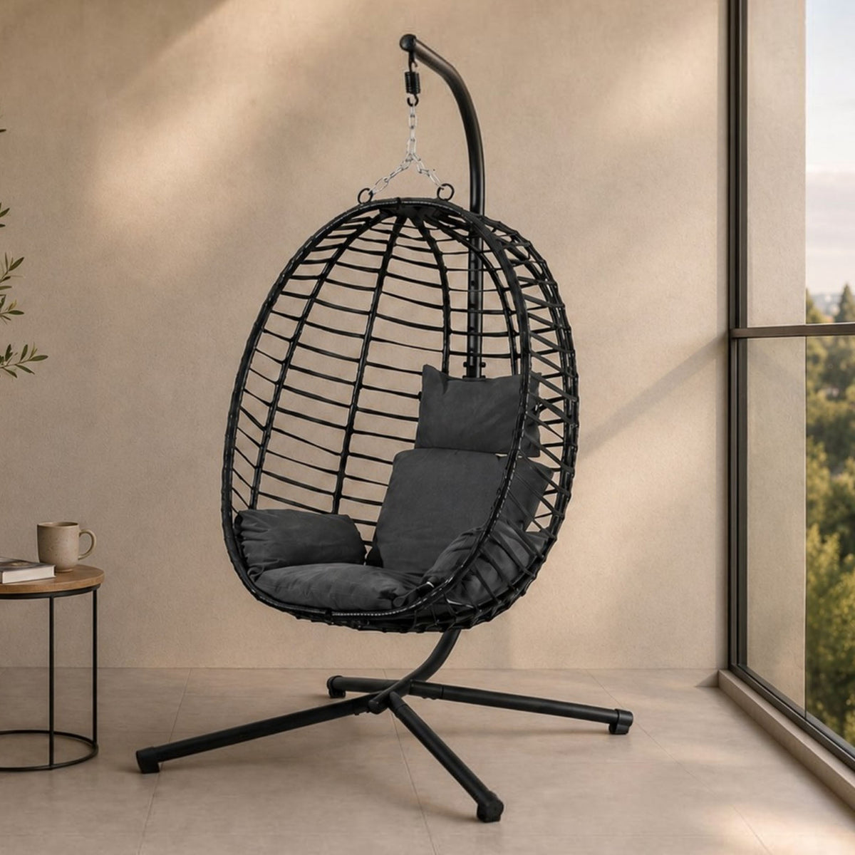 leather gallery quinn hanging chair dark grey