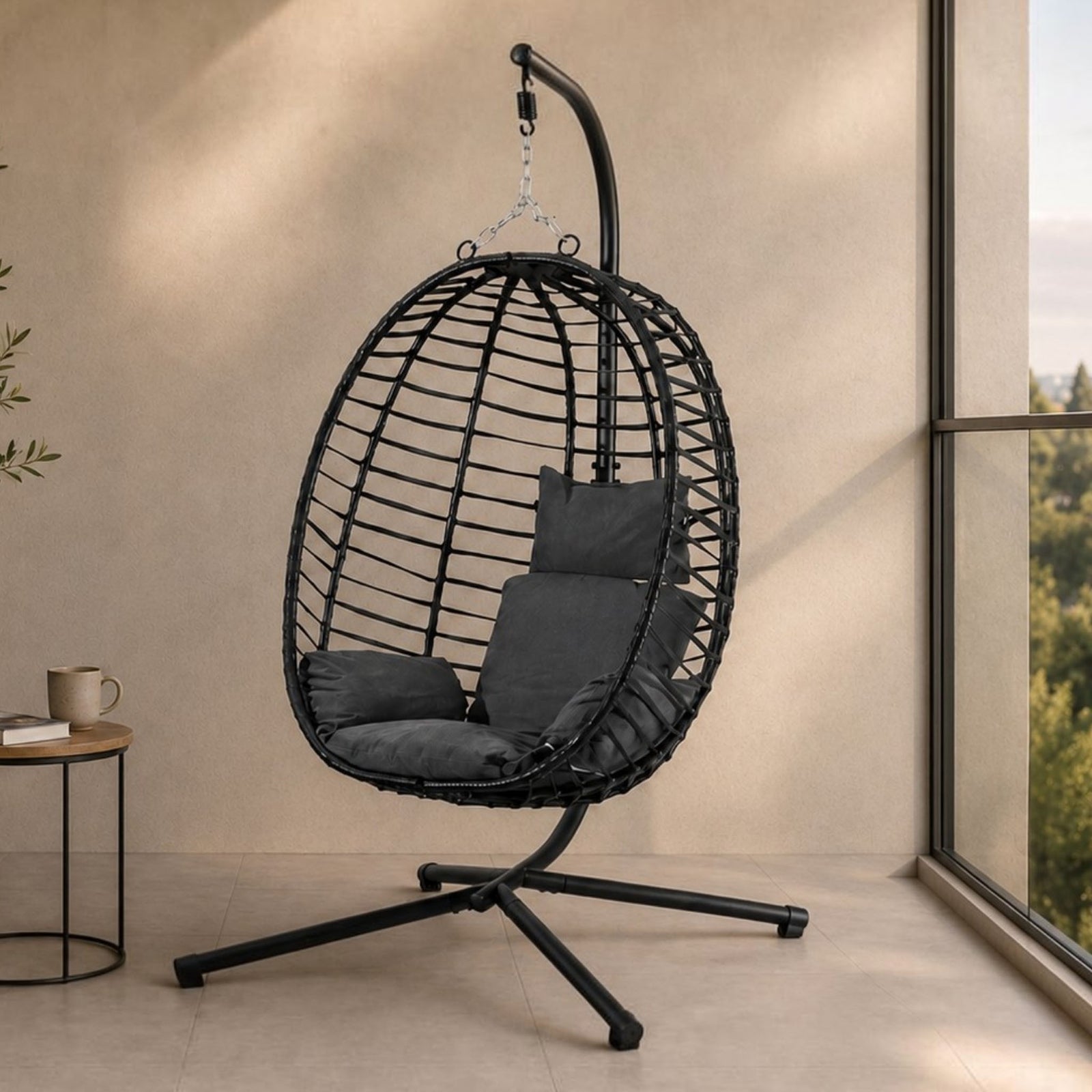 leather gallery quinn hanging chair dark grey