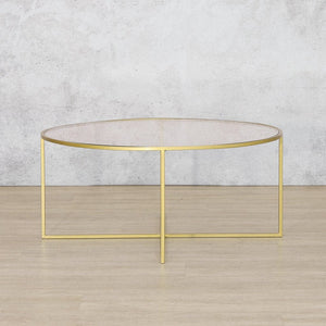 RITZ COFFEE TABLE- GOLD+ CLEAR GLASS - SET OF 5 Coffee Table Leather Gallery 