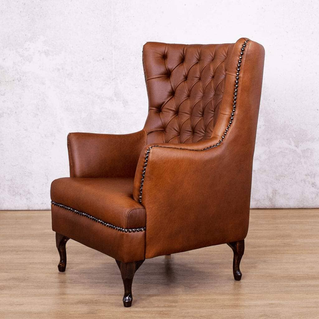 Salina Leather Wingback Armchair Occasional Chair Leather Gallery Regal Treacle 