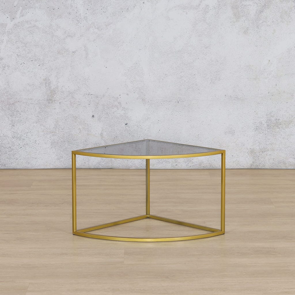 RITZ COFFEE TABLE- GOLD+ TINTED BRONZE GLASS - SET OF 5 Coffee Table Leather Gallery 