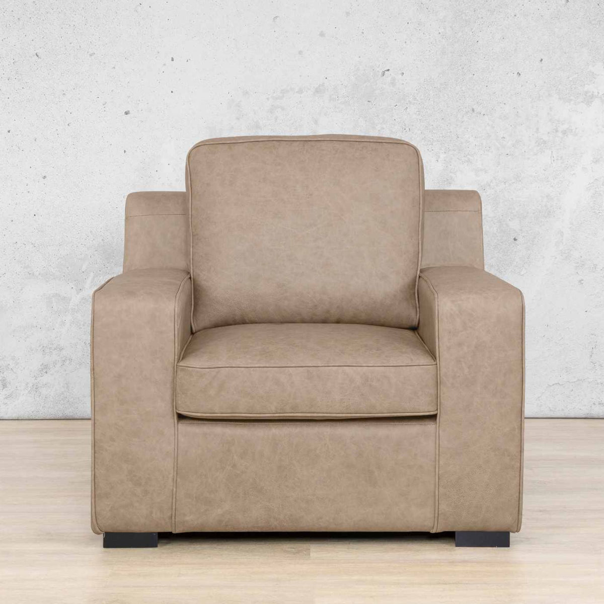Rome 1 Seater Leather Couch - Almond - Leather Couches