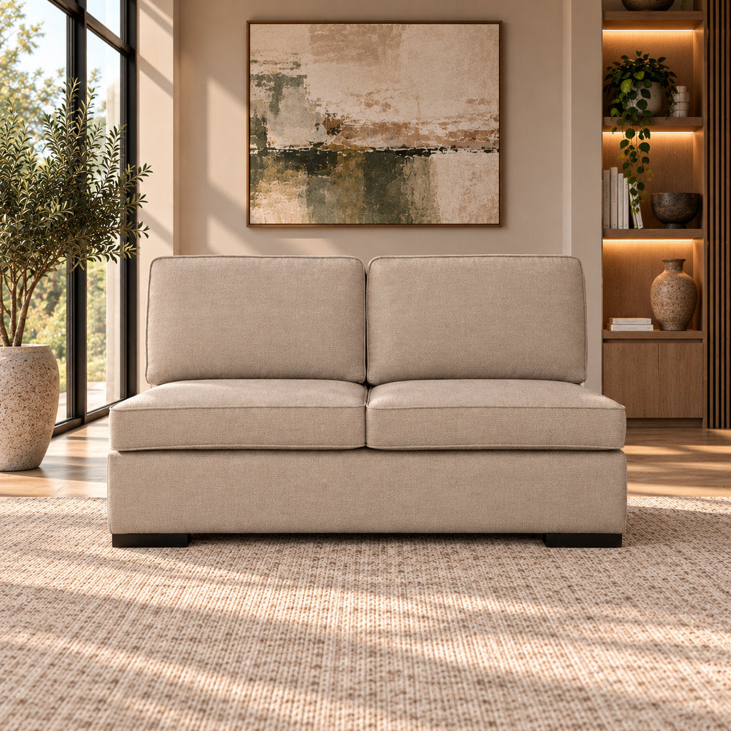 Rome Fabric Armless 2 Seater Fabric Sofa Leather Gallery | Kenya Sand