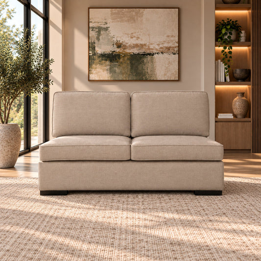Rome Fabric Armless 2 Seater Fabric Sofa Leather Gallery | Kenya Sand