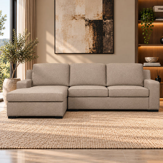 Rome Fabric Sofa Chaise Sectional - LHF Fabric Corner Suite Leather Gallery Kenya Sand