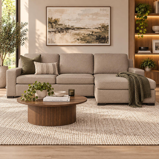 Rome Fabric Sofa Chaise Sectional - RHF Fabric Corner Suite Leather Gallery Kenya Sand
