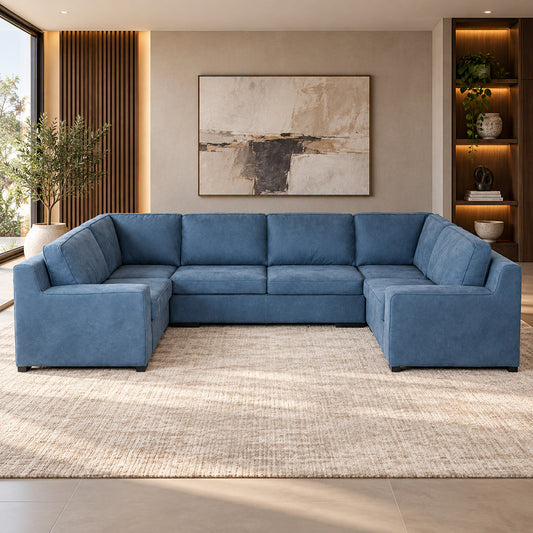 Rome Leather U-Sofa Sectional Leather Sectional Leather Gallery flux-blue