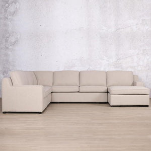 Rome Fabric U-Sofa Chaise Sectional - RHF Fabric Corner Suite Leather Gallery Kenya Beige 