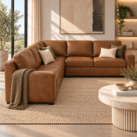 Rome Leather L-Sectional 5 Seater Leather Sectional Leather Gallery Czar Pecan