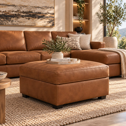 Arizona Leather Ottoman Leather Sofa Leather Gallery Czar Pecan WAREHOUSE COLLECTION - PINETOWN OR NORTHRIDING Full Foam