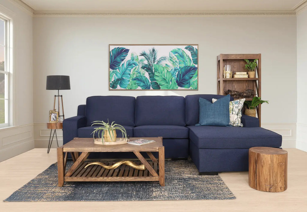 Enjoy plush comfort with the Rome Fabric Chaise Sectional Sofa, offering supportive foam seating and customisable fabric colour options.