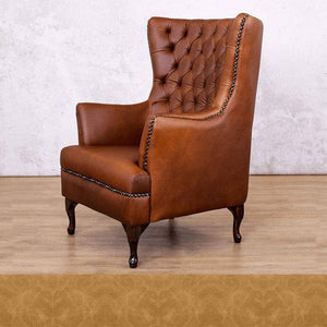 Salina Leather Wingback Armchair Occasional Chair Leather Gallery Royal Hazelnut 