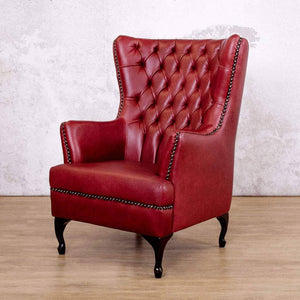 Salina Leather Wingback Armchair Occasional Chair Leather Gallery Royal Ruby 