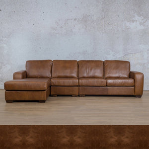 Stanford Leather Modular Sofa Chaise - LHF Leather Sectional Leather Gallery Royal Cognac 