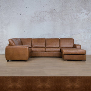 Stanford Leather U-Sofa Chaise - RHF Leather Sectional Leather Gallery Royal Cognac 