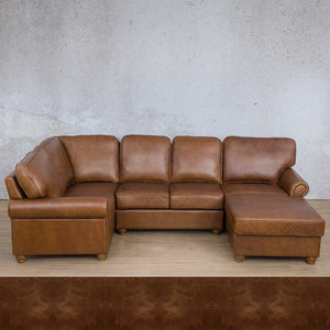 Salisbury Leather U-Sofa Chaise Sectional - RHF Leather Sectional Leather Gallery Royal Cognac 