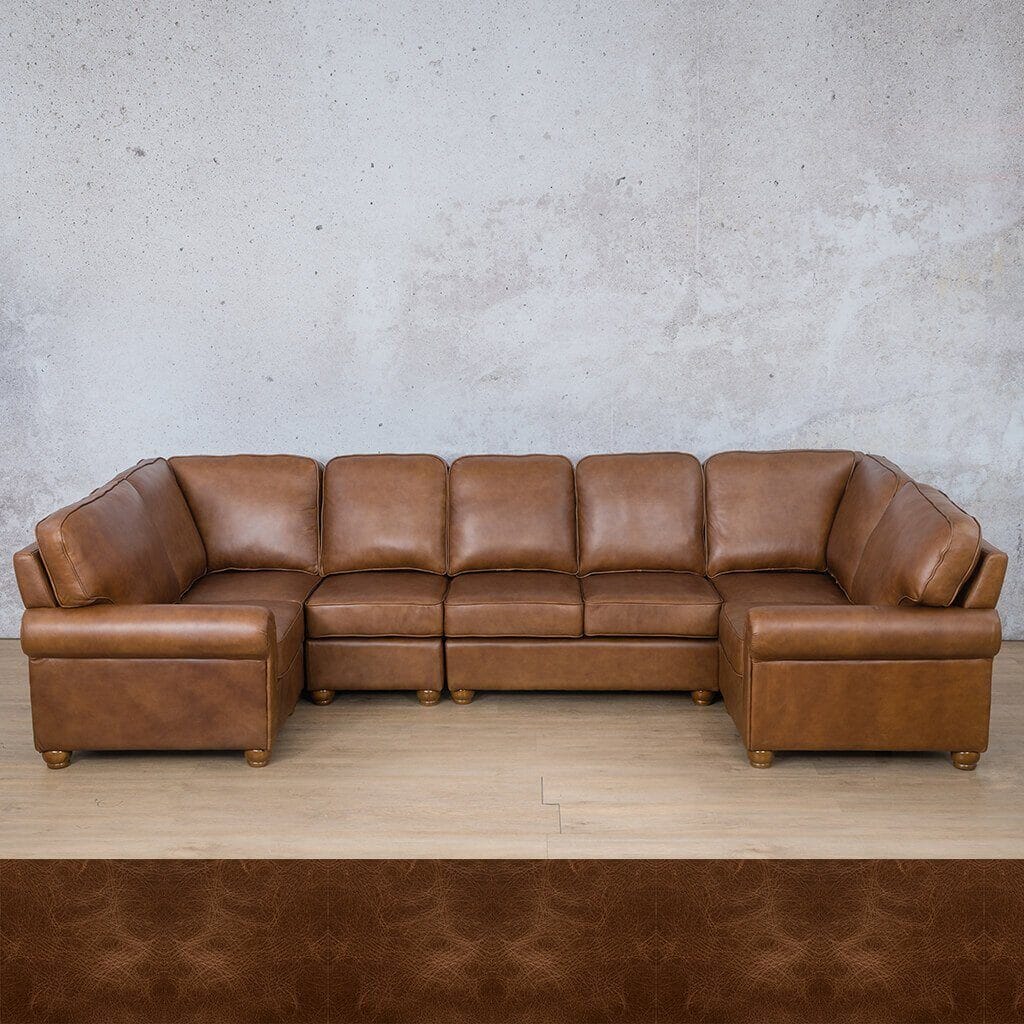 Salisbury Leather Modular U-Sofa Sectional Leather Sectional Leather Gallery Royal Cognac 