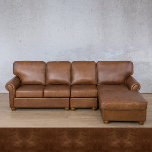 Salisbury Leather Sofa Chaise Modular Sectional - RHF Leather Sectional Leather Gallery Royal Cognac 